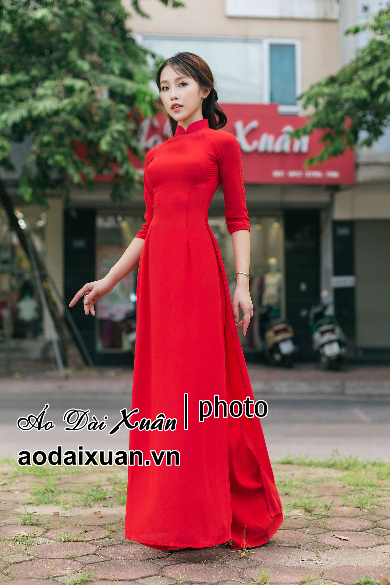 Áo dài đỏ trơn truyền thống 201210